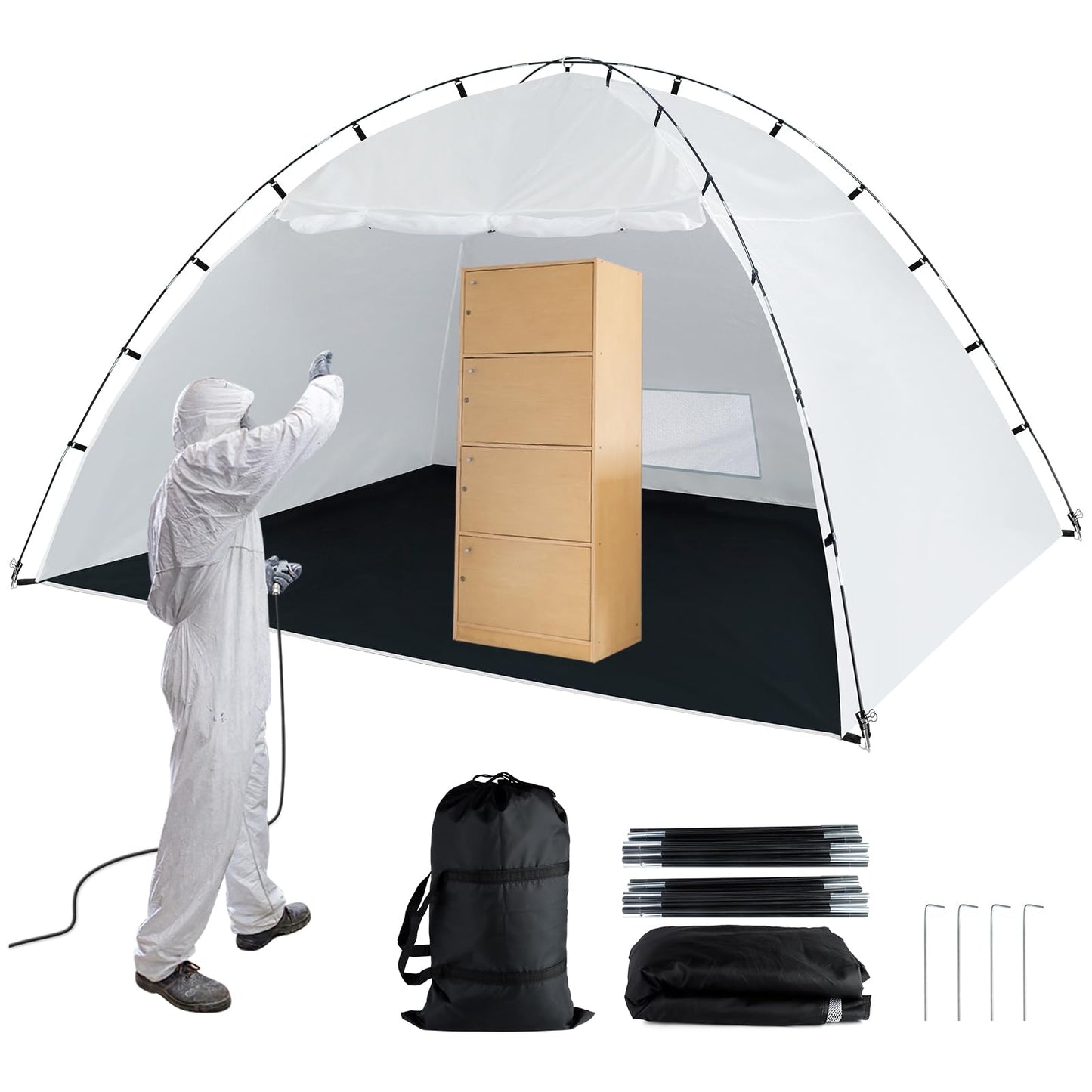 Portable Paint Booth Tent,Siebwin 10(L)x8(W)x6.2(H)ft Larger Spray Paint Tents with Built-in Floor&Mesh Screen&Windproof Hooks,Painting Tent Station for Furniture DIY Hobby Tool,Spray Paint Shelter