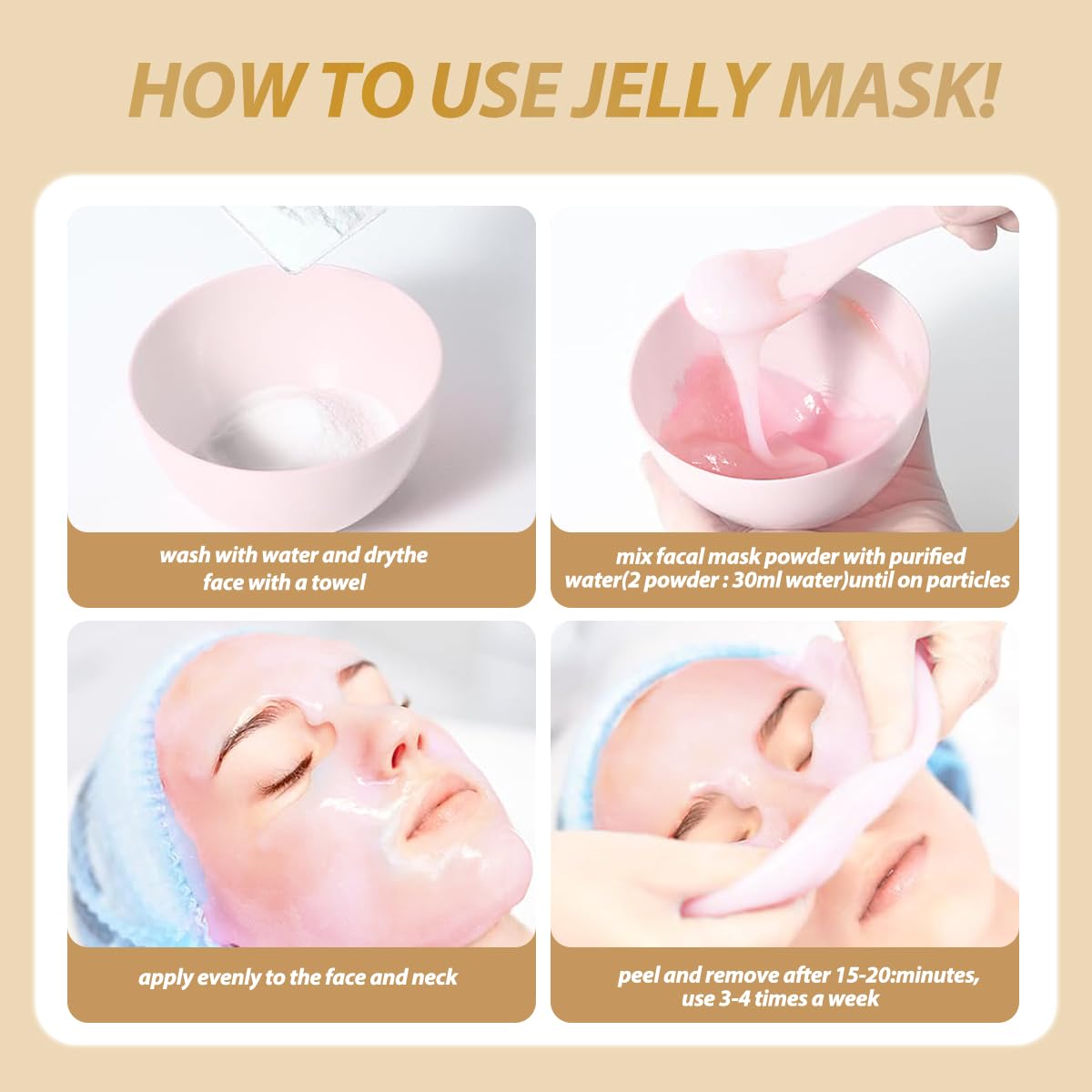 Mnhybteam Jelly Masks For Facials Professional, hydrojelly Mask SkinCare Spa Face Mask Gel Powder Hydrating & Deeply Purifying hydrojelly Mask Spa Set, (Bulgarian Rose Pack of 1), 23 Fl Oz