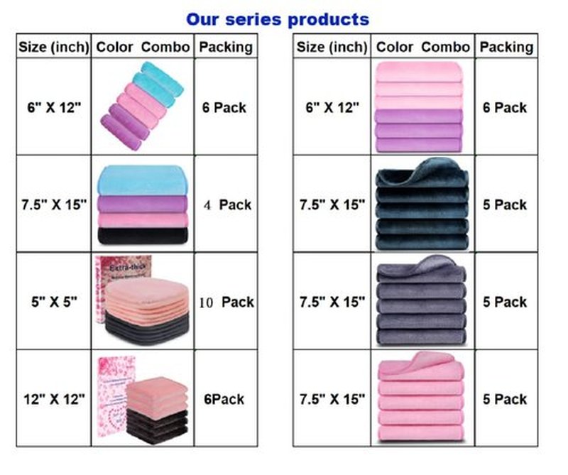 Makeup Remover Cloth (5 pack) Reusable Microfiber Makeup Remover Face Towel Removing All Makeup With Just Water Soft for All Skin Types 7.5 X 15 inch Grey