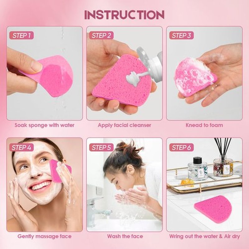 AIDEA 96Count Compressed Facial Sponges Pink, Travel Essentials Makeup Sponges, 100% Natural Cellulose Cosmetic Spa Sponges for Facial Cleansing, Exfoliating, Makeup Remover Pads