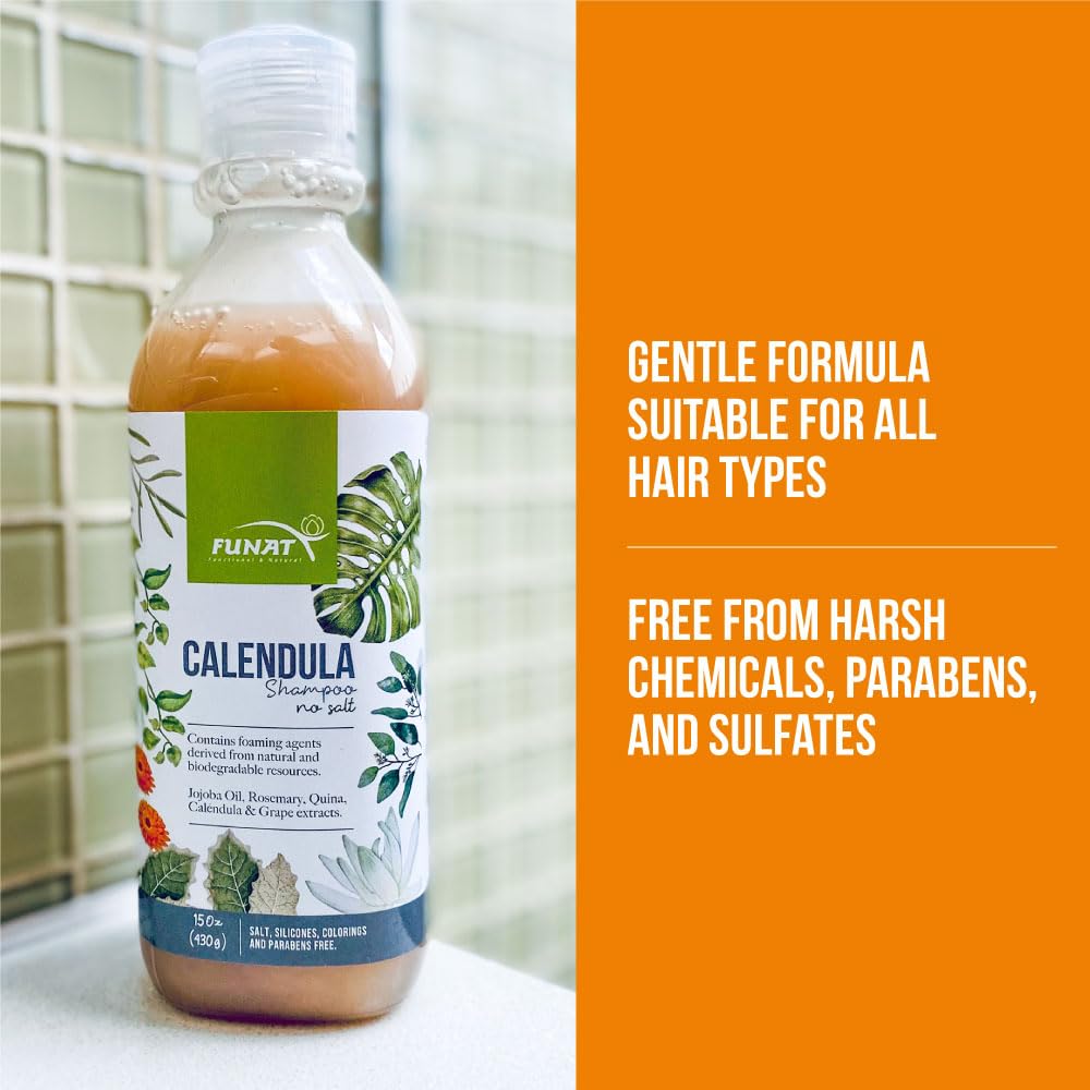 FULL OF NATURE FUNAT Natural Herbal Calendula Shampoo Hair Growth Sulfate Free Treatment Champu para la Crecimiento Cabello Productos Naturales 15 fl Oz