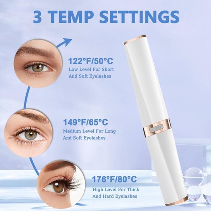 Heated Eyelash Curler - 2 in 1 Clip-Type Eyelash Curler - Heated Lash Curler - Electric Eyelash Curler Rechargeable for 24H Long-Lasting Natural Eyelashes, 3 Heating Modes, 8S Fast Heating, White