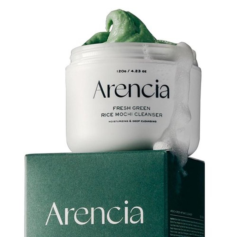 Arencia Korean Rice Mochi Face Cleanser - Face Mask, Foaming Cleanser, Gentle Scrub All in One - Deep Cleansing, Moisturizing, Pore Minimizing, Removing Blackhead- with Rice Water & Green Tea, Mugwort
