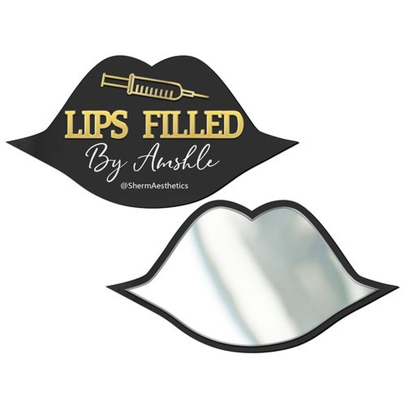 Personalized Acrylic Lip Shape Handheld Prop Mirror Custom Name Lip Filler Technician Prop for Social Media Information Beauty Room Prop Decor Salon Prop Decor Makeup Photo Prop,B3-Lip