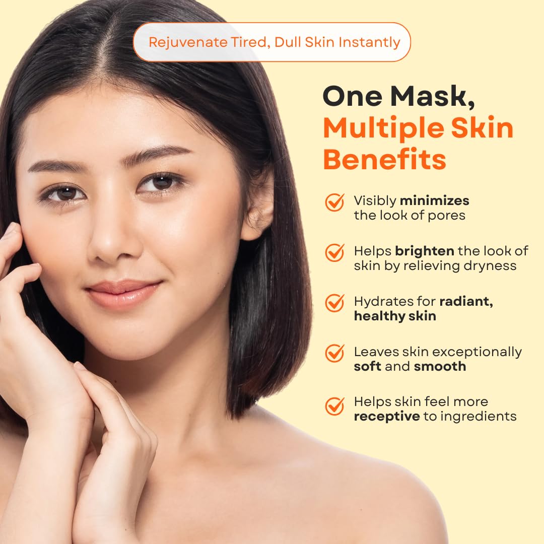 PERFECT ONE FOCUS VC Charge Smooth Mask - Vitamin-Infused Sheet Masks for Skin Care & Pores - Includes 10 Types of Vitamins, Hyaluronic Acid, Ceramides & Niacinamide - Citrus Scent, 7 Sheets