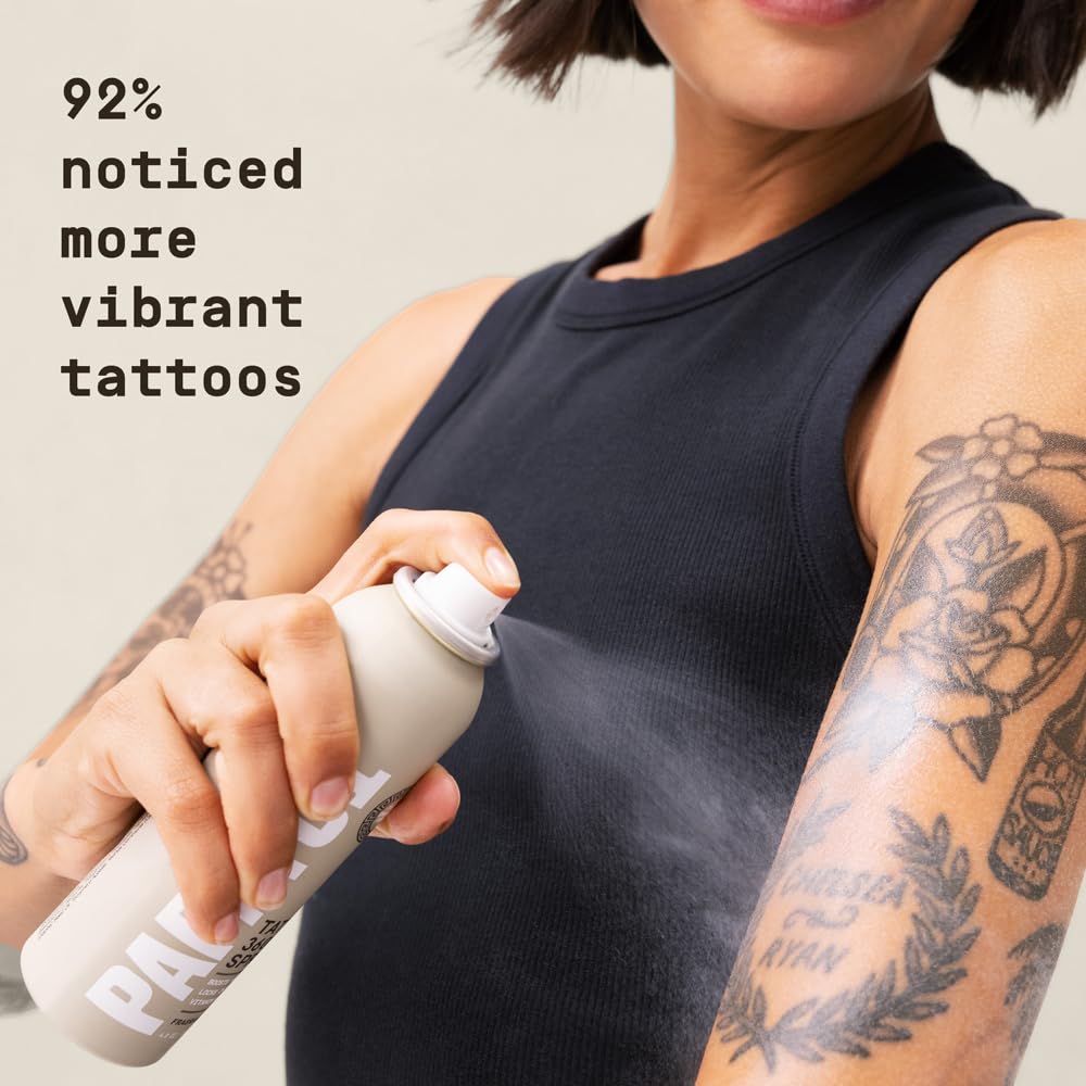 PAPATUI by Dwayne Johnson Tattoo Enhancing Spray | Revitalize, Protect and Brighten Tattoos | Non-Greasy, Fast-Absorbing Formula | Made with Vitamin E | Fragrance-Free | 4oz