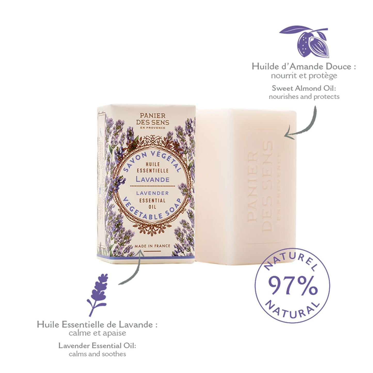 Panier des Sens Lavender Triple-Milled Soap Bar Duo, 2 x 5.3 oz