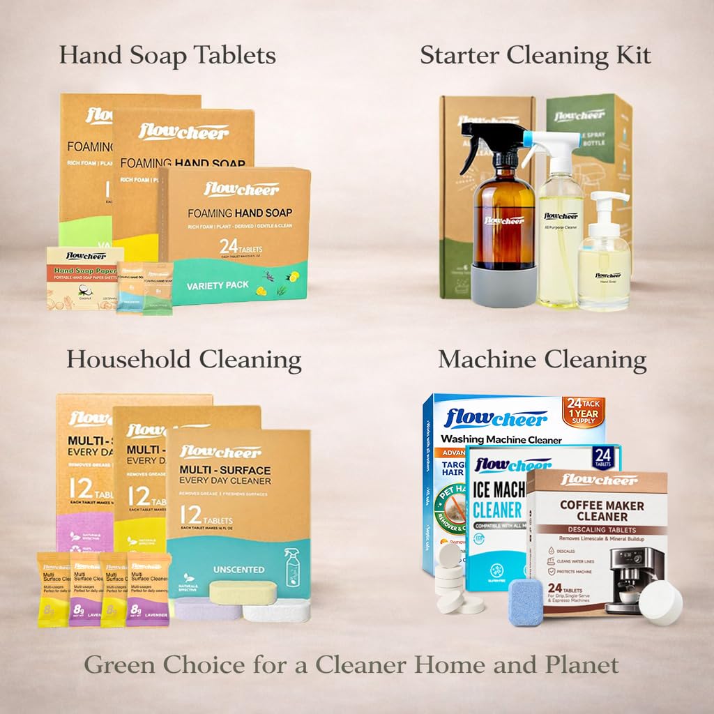 flowcheer Foaming Hand Soap Refill Tablets, Vanilla Fragrance, 12 Pack