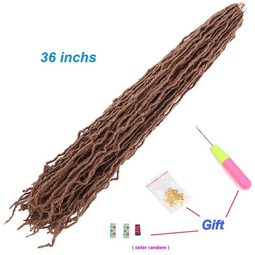 36 Inch New Faux Locs Crochet Braids Hair 6 Packs Super Long Goddess Locs Crochet Hair Curly Wavy Soft Locs Braiding Hair for Women Pre-looped Synthetic Afro Roots Braid Collection Extended