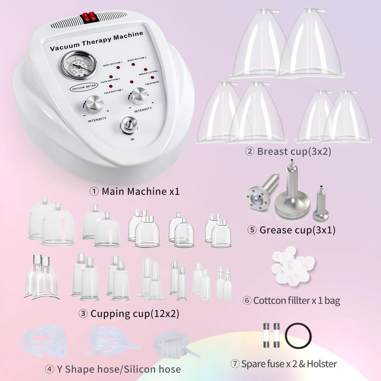 TwoWin Multifunctional Vacuum Therapy Machine, Cupping Therapy Sets, Cupping Scraping Body Shape Massager Adjustable Suction and 6 Modes with 30 Cups and 3 Pumps