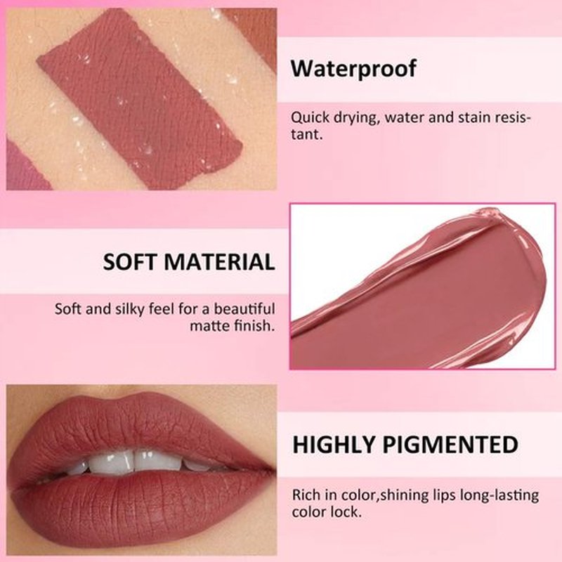 JUAAZIN Rose Red Matte Liquid Lipstick With Highly Pigmented and Rich Colors, Matte liquid Long-Lasting Wear Non-Stick Cup Not Fade Waterproof Lip Gloss (Rose Red 05#)