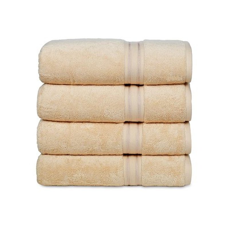 Casa Lino Set of 4 Luxury Linen Bath Towels Extra Large | 100% Soft Cotton 600 GSM Thick Absorbent Quick Dry Hotel Bathroom Towel for Home | 30"x60" | Linen