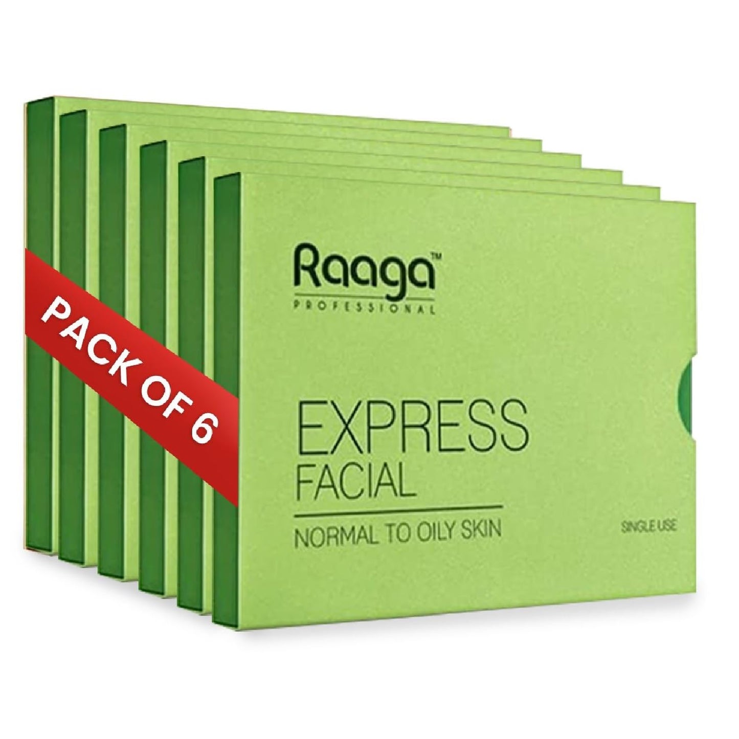 Raaga Professional Express Single Use Facial Kit | For Oily & Acne-Prone Skin | 6-Step Skincare Set At Home | Cleanser, Scrub, Toner, Massage Gel, Face Mask & Sunscreen | 35g/1.23 Oz