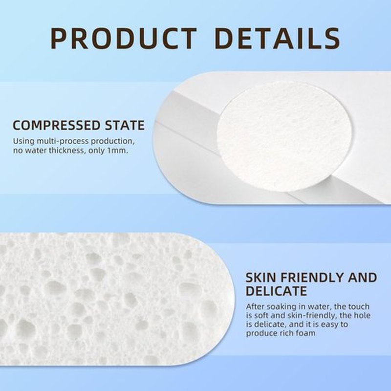 50-Count Compressed Facial Sponges, 100% Natural Cosmetic Spa Sponges for Facial Cleansing for Daily Facial Cleansing, Exfoliating Mask, Makeup Remover. Ideal for Home and Travel. (Milk White)