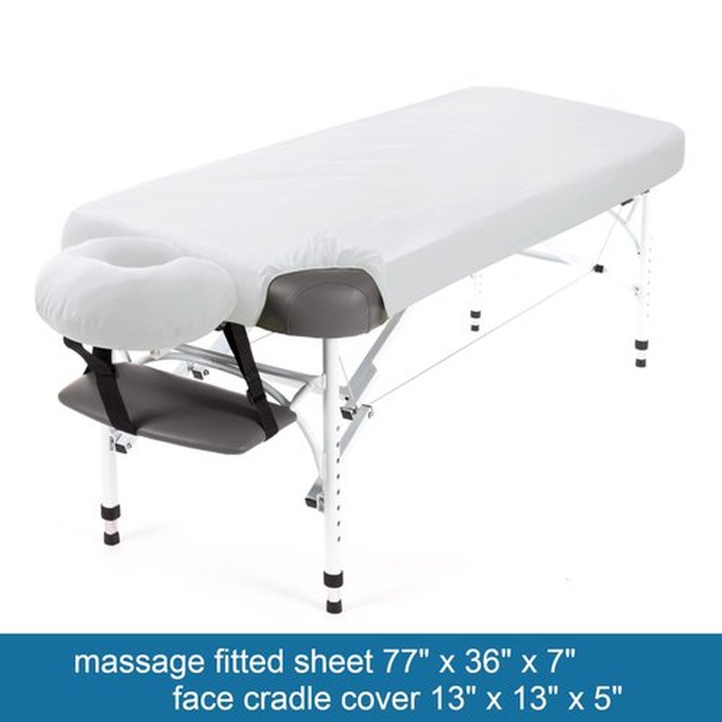 Waterproof Massage Table Sheets, Massage Table Cover Set 2- Piece Include Massage Fitted Sheet and Face Cradle Cover Ultra Soft & Skin-friendly Fit Massage Table & Facial Bed, White, 36×77×7