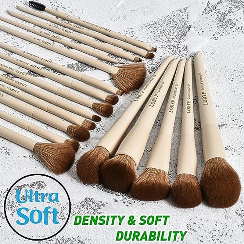 LORYP Black Makeup Brushes Set 21Pcs Powder Blush Foundation Concealer Highlighter Brush Vegan Pro Face and Eye Brush Kit