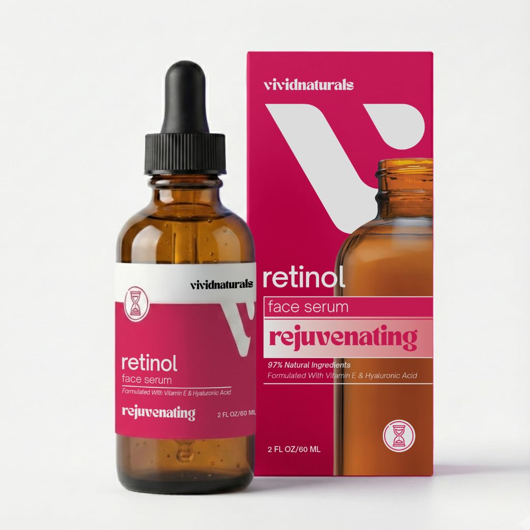 Vivid Naturals Retinol Serum for Face Made in USA 60ml - Retinol Face Anti Aging Serum with Vitamin E Hyaluronic Acid Anti Wrinkle Night Serums for Skin Care Facial Serums for Aging Skin