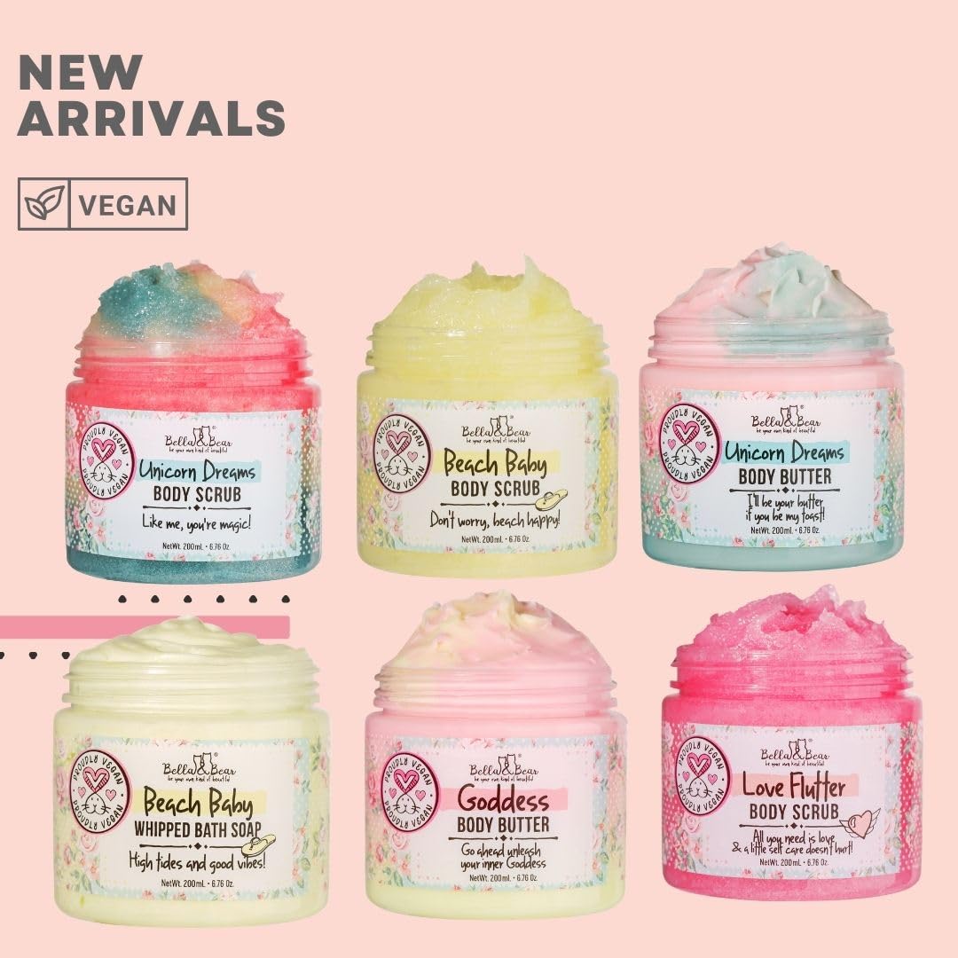 Bella & Bear Exfoliating Body Scrub – Vegan & Cruelty-Free Moisturizing Polish for Smooth, Radiant Skin