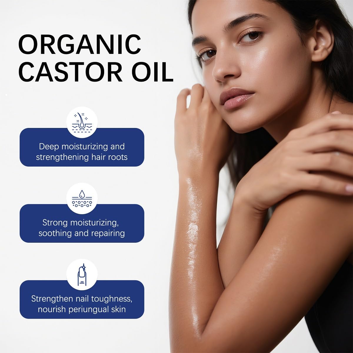WenFeng Organic Castor Oil Roll On with Rose Quartz Roller Ball