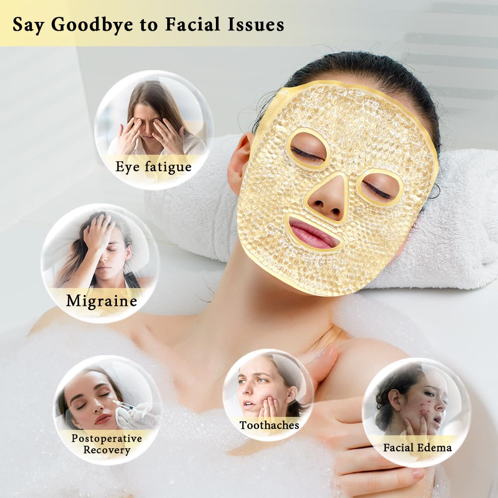 my novel things Face Ice Pack and 2 Packs Silicone Face Mask Cover, Full Facial Frozen Masks Hot Cold Face Compress Reusable Skin Care Gift for Women Puffiness Swelling Relief Beauty Spa Essentials