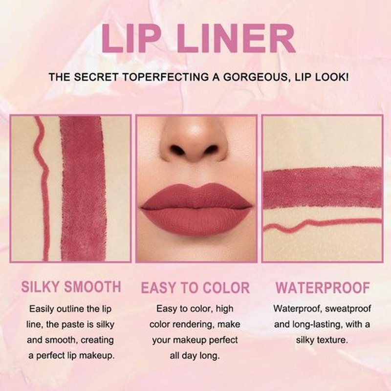 2 in 1 Mauve Red Matte Lip Liner & Lipstick Combination, DNM Metallic Dual Ended Lipstick, Lip Liner, Lip Gloss, 24 Hour all Day Long-Lasting Waterproof Lipliners Pen for Women Lip Makeup Gift Set13#