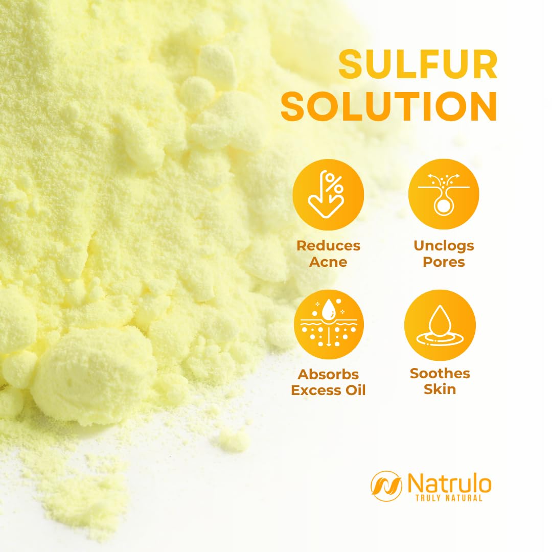 Sulfur Face Mask – All Natural Brightening Facial Clay Mask Powder – Glowing Skincare for Oily & Blemish-Prone Looking Skin – Sulphur & Bentonite Clay Absorb Excess Oil and Cleanse Pores, Made in USA