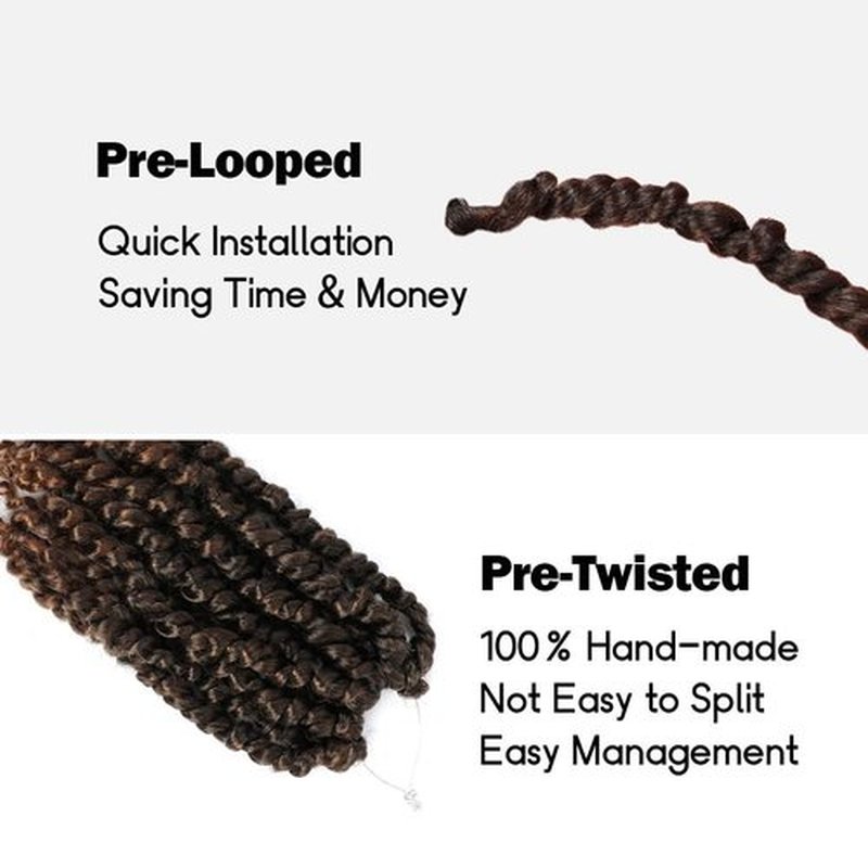 WUDAS Short Passion Twist Hair 6 Inch Pre-twisted Passion Twists Crochet Hair Ombre Light Brown Pre-looped Synthetic Crochet Braids (7 Packs,T30)
