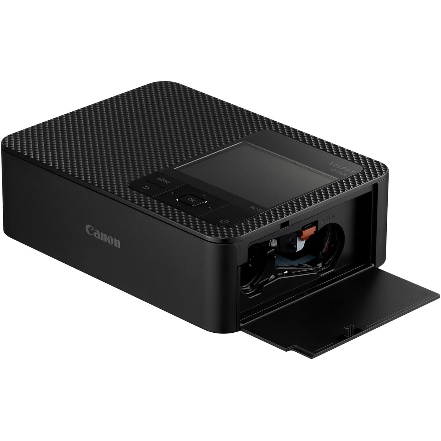 Canon Selphy CP1500 Wireless Compact Photo Printer (Black) Bundle with KP-108IN Color Ink Paper Set (108 Sheets of 4x6 Paper + 3 Ink Cartridges) + 6-Slot Memory Card Holder + More