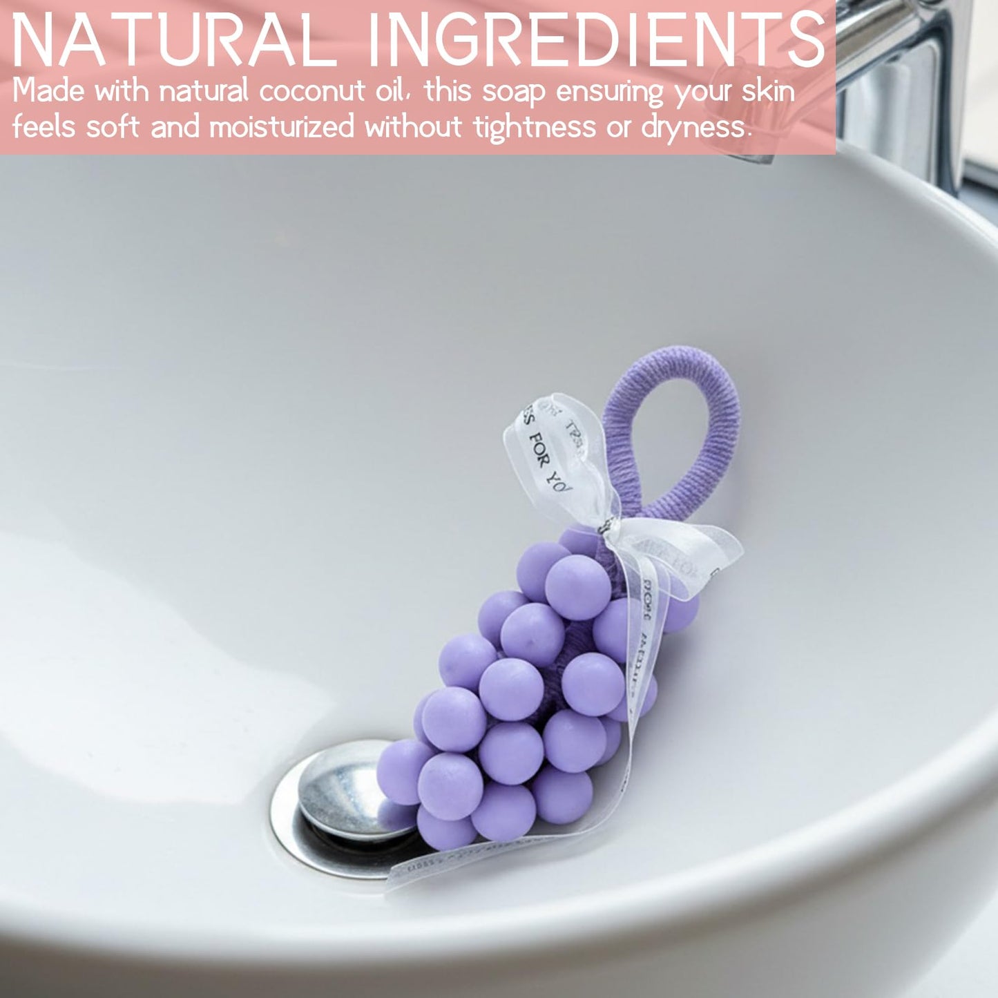 Tizee Grape Soap on a Rope - Handmade Cluster Bar Soap, Aromatic and Decorative for Bath, Washing Hands, and Fresh Air, Gift for Men Women (Purple,Osmanthus fragrance)