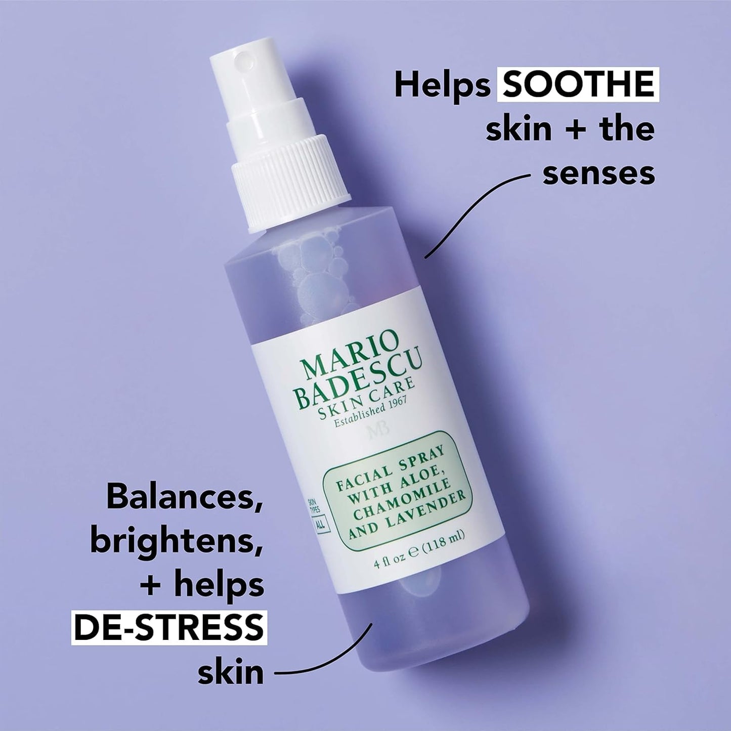 Hydrating Facial Spray with Aloe, Rose Water & Chamomile - Lavender Duo Mist for All Skin Types