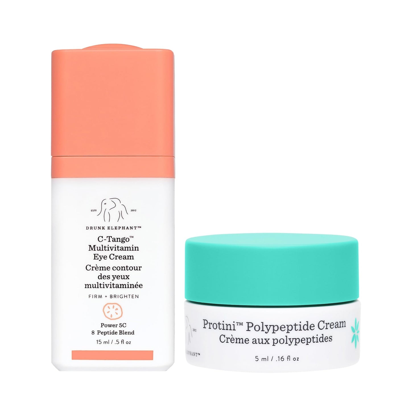 Drunk Elephant C-Tango Multivitamin Eye Cream with Deluxe Sample - 15ml Vitamin C Eye - 5ml Protini Polypeptide Cream - Clean Clinical Skincare - Cruelty-Free - Dermatologist-Tested