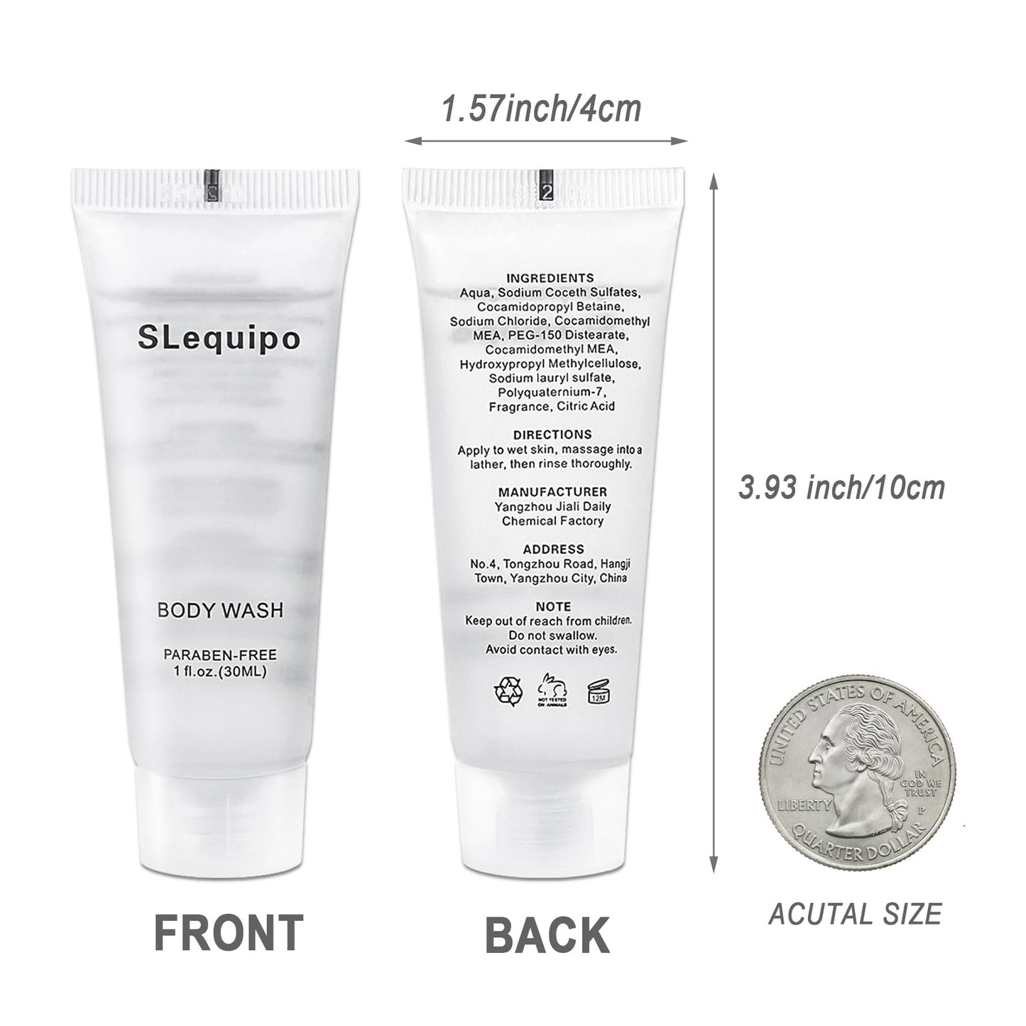 SLequipo Travel Size Body Wash (1 fl oz, 50 Pack), Refreshing Hotel Body Wash, Mini and Small Size Guest Hotel Toiletries in Bulk