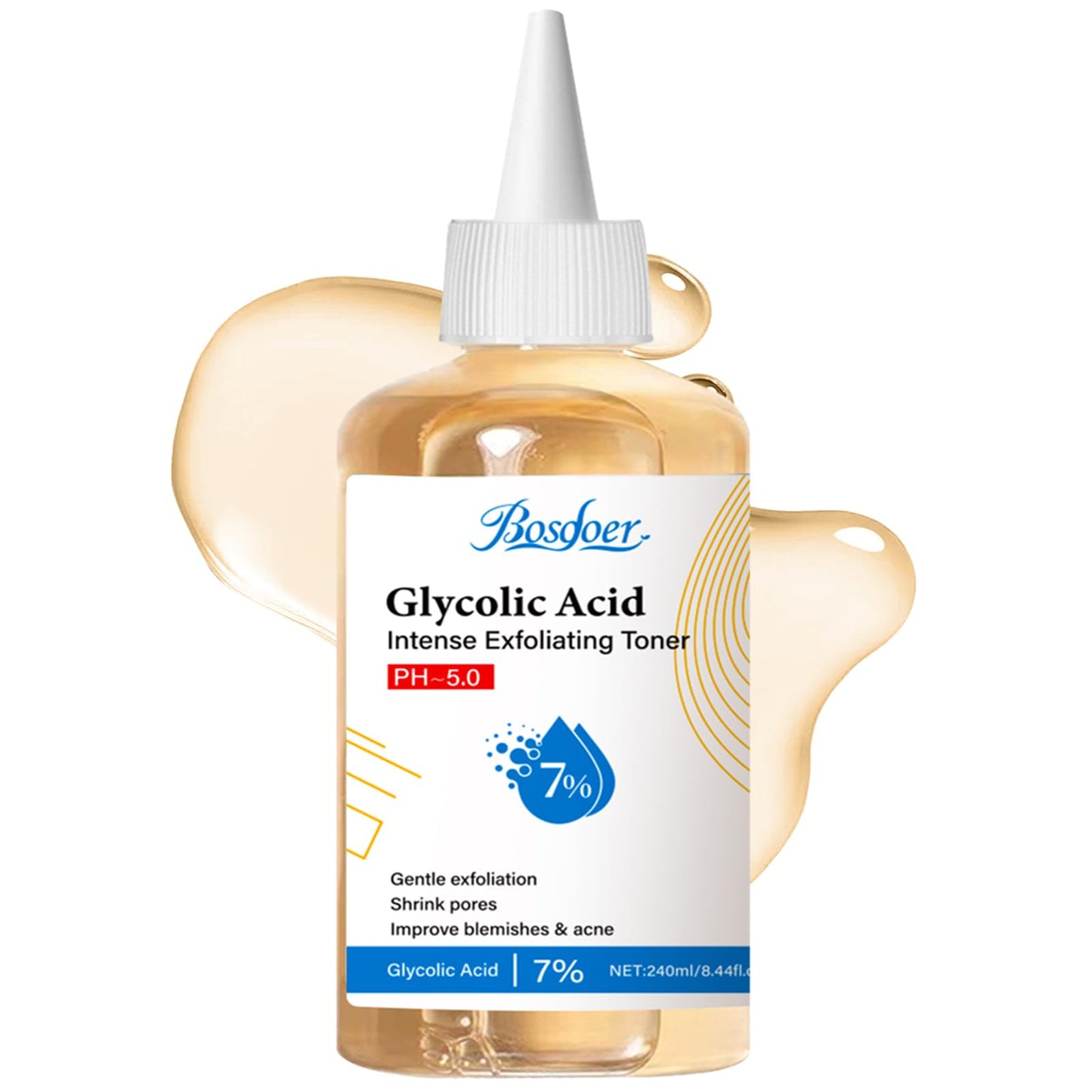 7% Glycolic Exfoliating Acid Toner, Even Skin Tone, Smooth Skin, Unclogs Pores, Gentle Effective Toner with Hydrating Properties for Daily Use