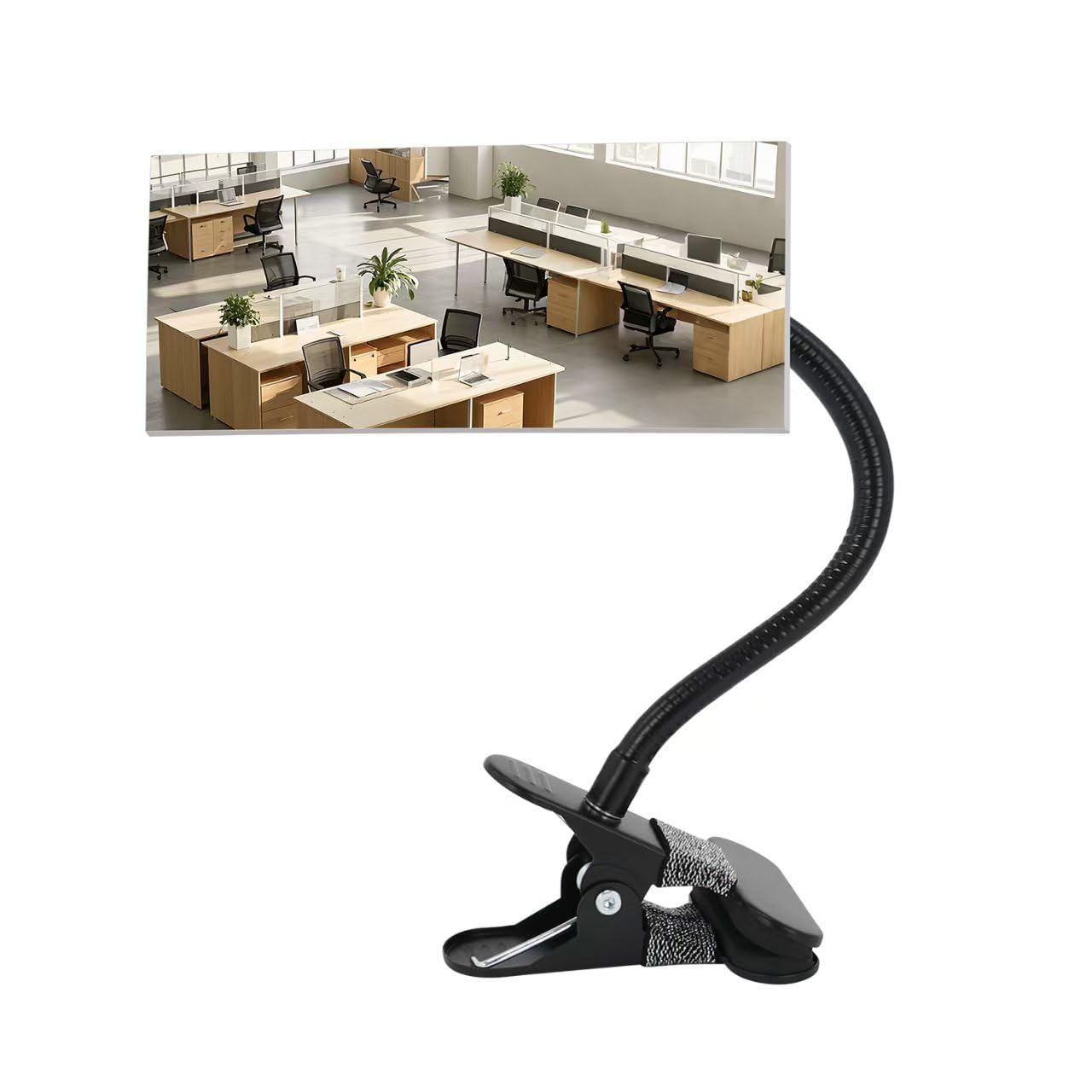 StartFine Clip-on Mirror for Desk Convex Rear View Mirror Office Cubicle for Personal Safety Monitor Computer to See Behind You Flexible Gooseneck Rectangle 6.69"x2.95" Frameless