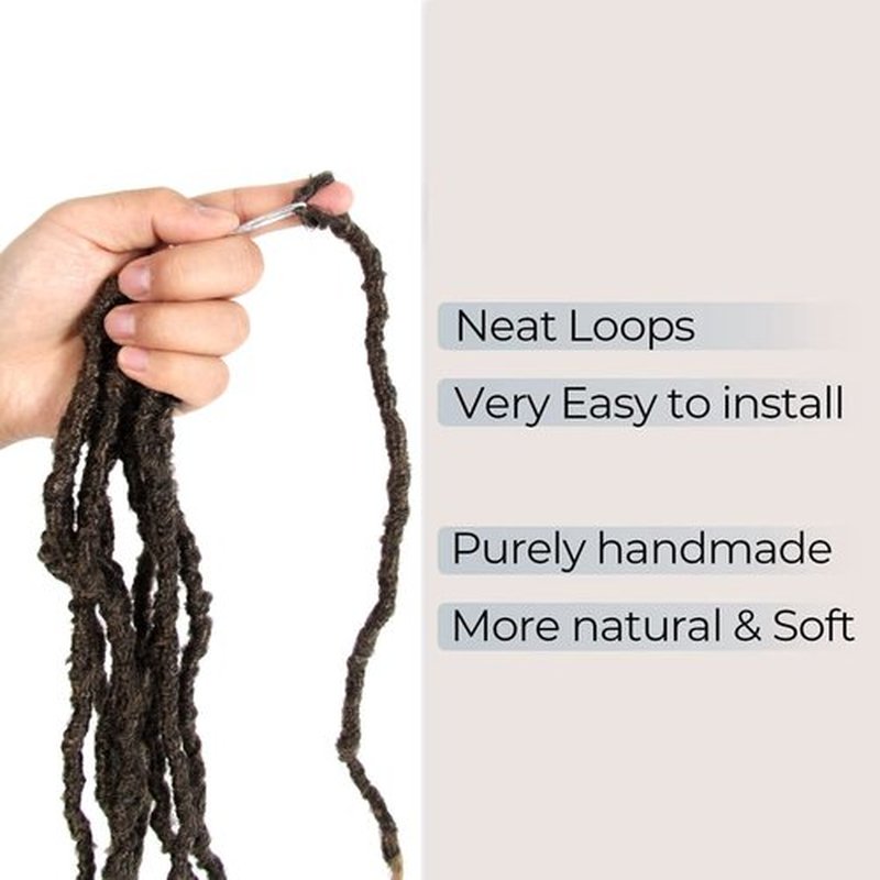 Niseyo Wild Locs 14 Inch Distressed New Faux Locs with Curly Ends 8 Packs Long Soft Pre-looped Goddess Locs Crochet Hair (T27, Ombre Honey Blonde)