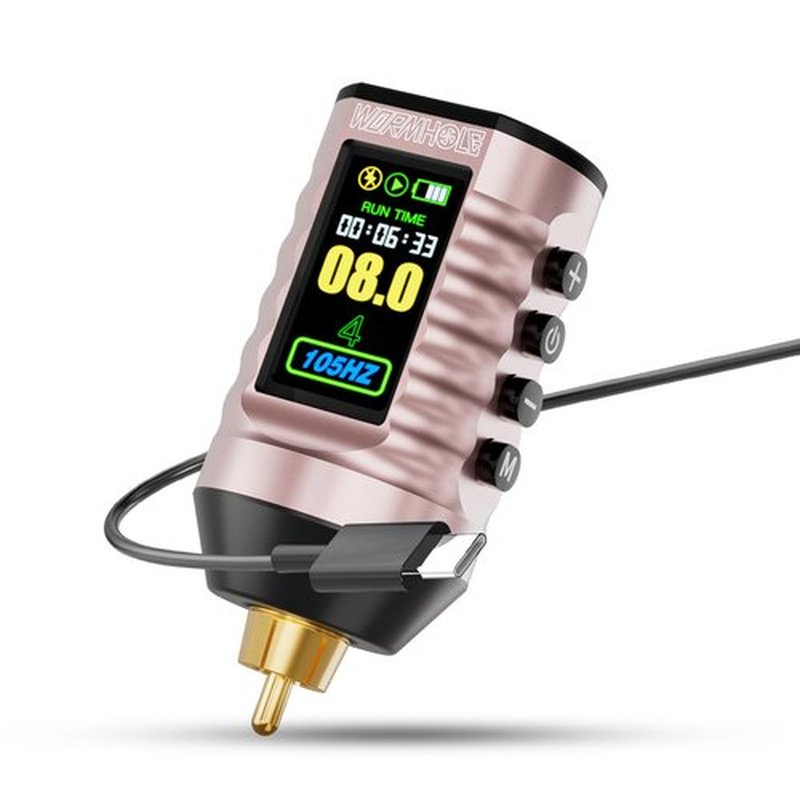 Wormhole Wireless Tattoo Power Supply Rechargeable Cordless Tattoo Battery Pack 1800mAh Portable Tattoo Battery RCA Lithium Battery with LED Digital Display For Tattoo Pen Rotary Tattoo Machine WB14-B