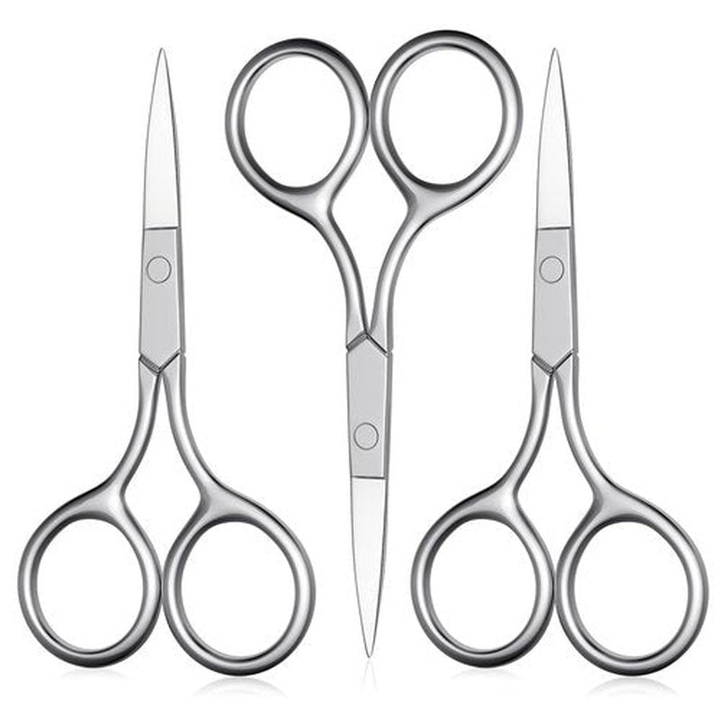 Eyebrow Scissors, Small Scissors for Hair, Eyebrows, Nose Hair, Beard, Eyelashes, Cuticle. Stainless Steel Fine Straight Tip Nose Hair Scissors -ASONTAO (3Pcs Eyebrow Scissors)