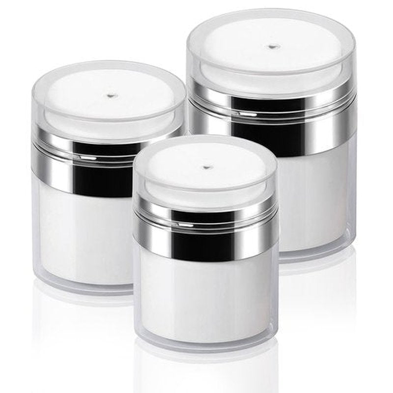 3Pack Airless Pump Jars Mixed(0.5Oz+1.0Oz+1.7Oz) Moisturizer Pump Dispenser Air Pump Container for Cream, Cream Jar Vacuum Empty Bottle Dispenser Essentials Cosmetic Jar