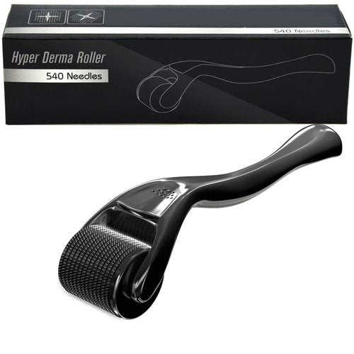 Microneedling Roller Beard Roller 540 Stainless Steel Micro Needling Roller for Hair Home Use (Black)