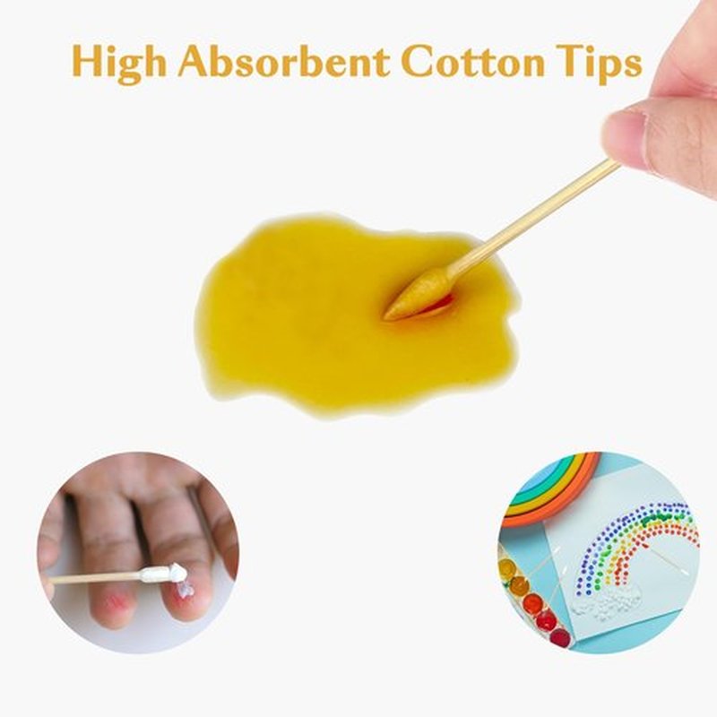 Premium Pointed and Round Tip Cotton Swabs - 1000 Count with Bamboo Sticks - Hypoallergenic and Biodegradable - Ideal for Precision Cleaning, Makeup, and Personal Care
