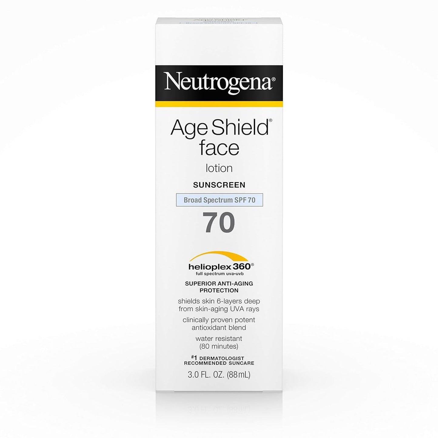 Neutrogena Age Shield Anti-Oxidant Face Lotion Sunscreen with Broad Spectrum SPF 70, Oil-Free & Non-Comedogenic Moisturizing Sunscreen to Prevent Signs of Aging, 3 fl. oz (Pack of 2)