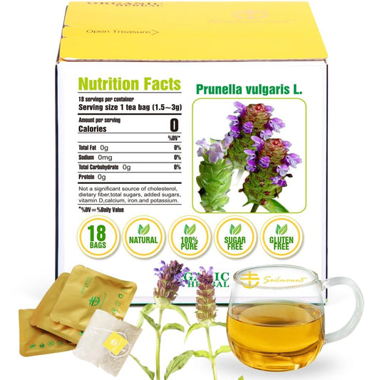 Soilmount - Self-Heal Tea - |Prunella vulgaris|xia ku cao|夏枯草| - Pure Herbal Tea - Natural, Organic, Non-GMO, Clean Ingredients, Caffeine Free (18 Tea Bags, Box 1)