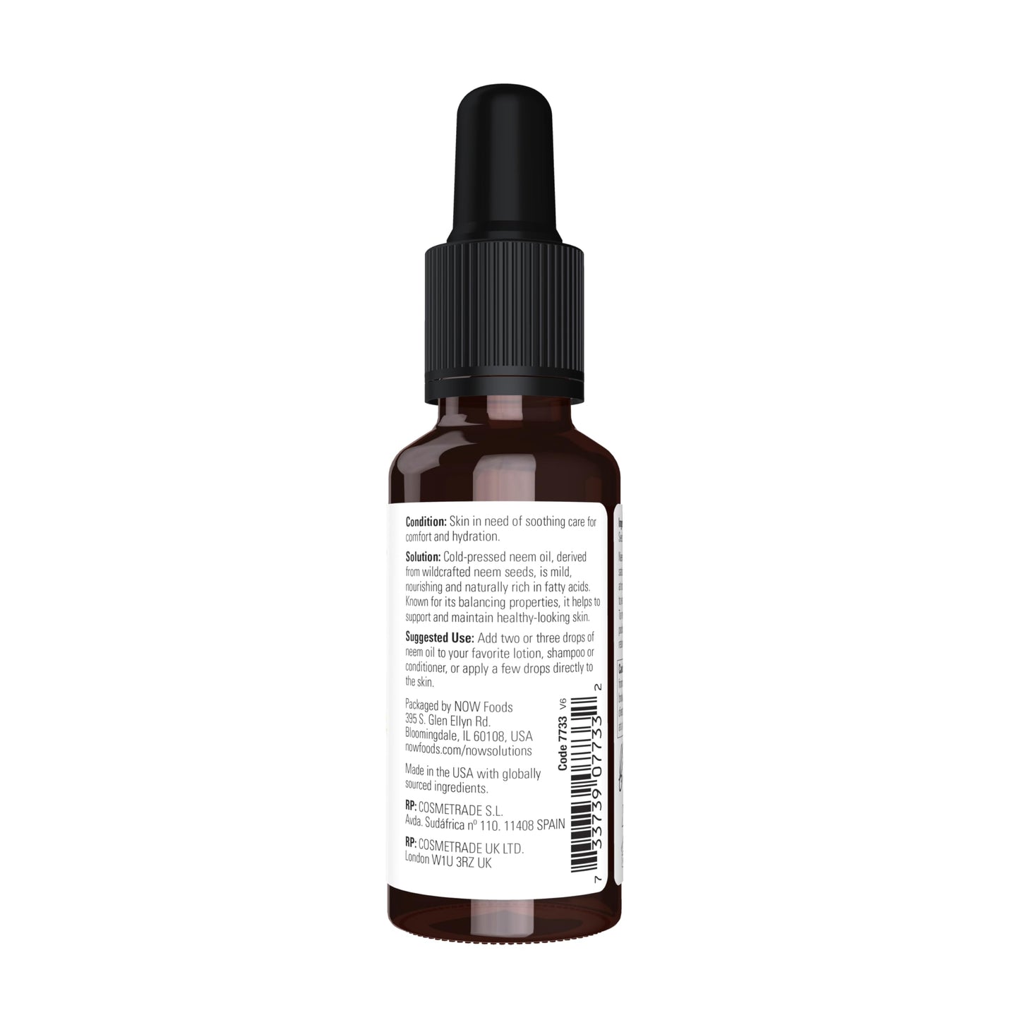 NOW Foods Solutions, Neem Oil, 100% Pure, Made From Azadirachta Indica (Neem) Seed Oil, Natural Relief from Irritation and Other Skin Issues, 1-Ounce, Ingredients: 100% pure neem oil