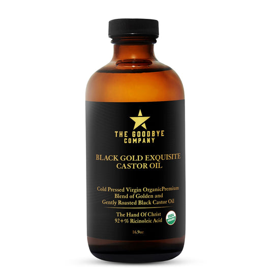 The Goodbye Company Jamaican Black & Gold Castor Oil Blend – USDA Organic, Cold-Pressed & Unrefined – Pure Hexane-Free Oil for Hair, Skin, Body, Eyelashes & Eyebrows