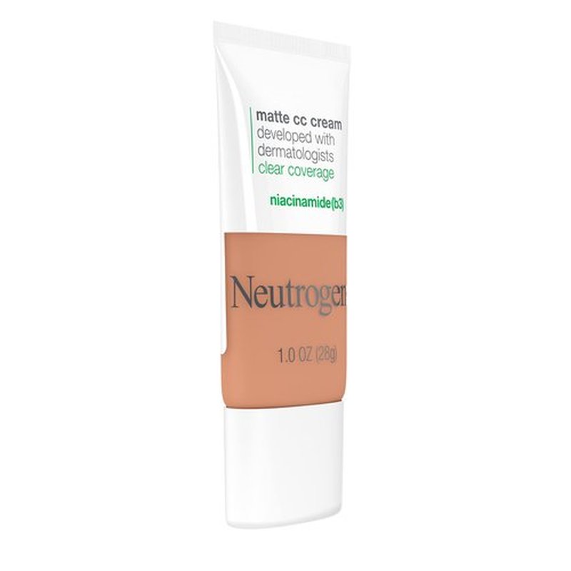 Neutrogena Clear Coverage Flawless Matte CC Cream, Full-Coverage Color Correcting Cream Face Makeup with Niacinamide (b3), Hypoallergenic, Oil Free & Fragrance Free, Cappuccino, 1 oz