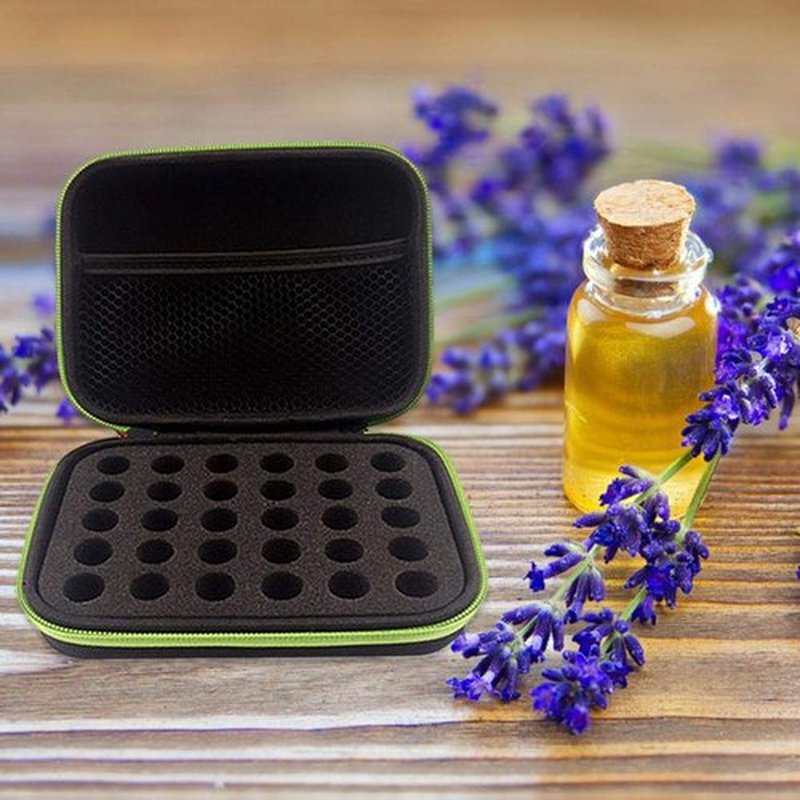 DHXYZZB myonly Essential Oils Carrying Case Holds 30 Grids for 1-3ML Roller Bottles Storage Organizer Bag Hard Shell for Home, Travel, and Presentations(Blue)