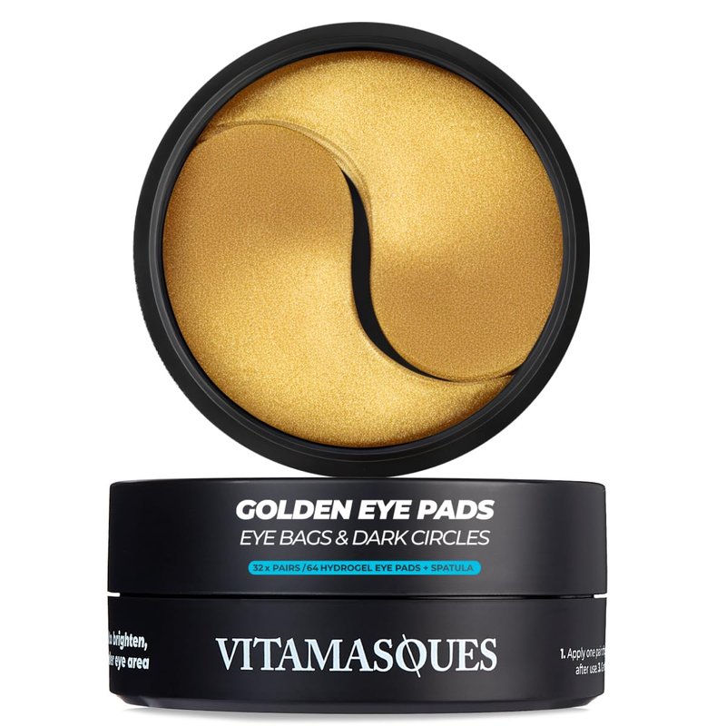 Golden Hydrogel Eye Pads for Puffy Eyes & Dark Circles - Refresh in 15 Minutes | 32 Pairs (64 Pads)