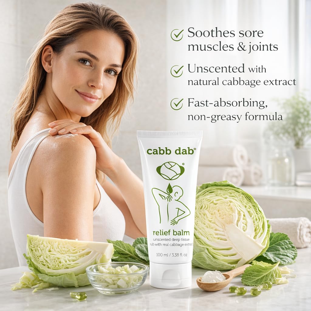 Cabb Dab Cabbage Cream – Breastfeeding Support for Nursing Moms – Engorgement, Weaning, Sore Breasts, Tenderness, Fullness, Discomfort – Fast-Absorbing, Non-Greasy, Plant-Based, 100ml Tube