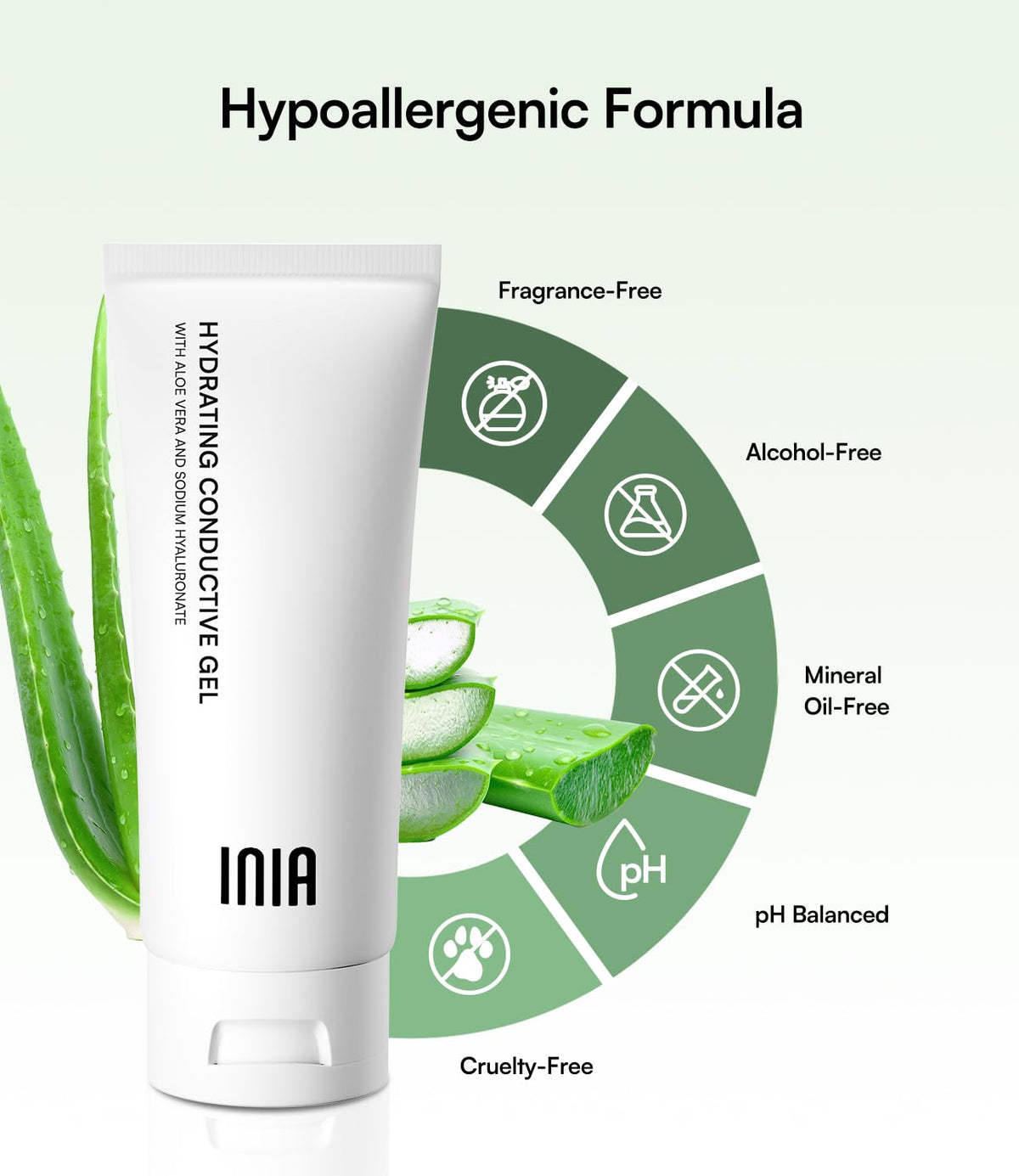 INIA Micro-current Conductive Gel for Facial and Body Skin Care Machines – Hydrating Gel Primer with Hyaluronic Acid, Anti-Aging & Skin Tightening for Women and Men, 10.56 Fl Oz