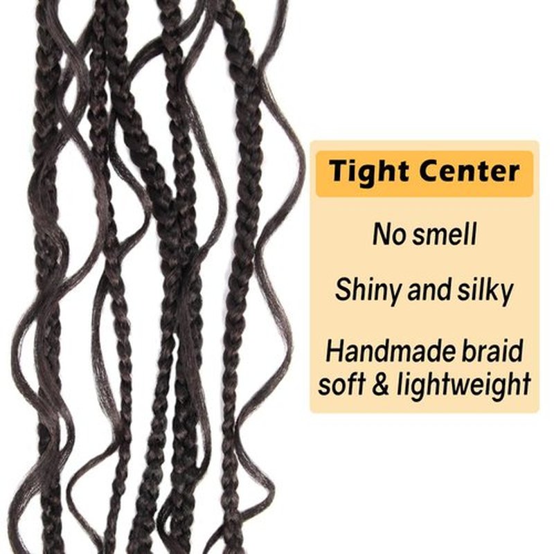 Niseyo Goddess Box Braids Crochet Hair 22 Inch 8 Packs Long Crochet Box Braids Pre Looped Curly Ends Boho Style Synthetic Hair (4#/Brown)